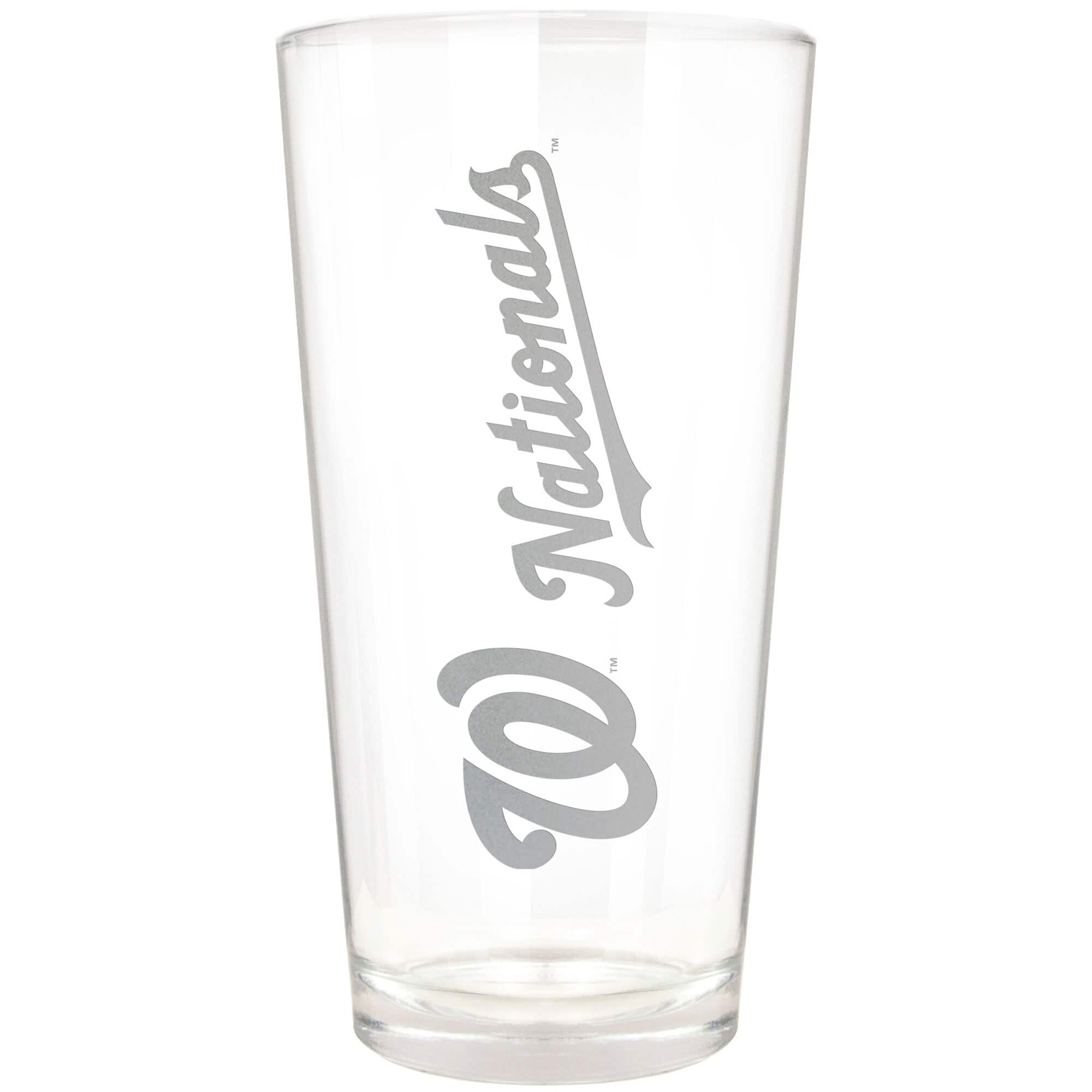 Front. Great American Products - Washington Nationals Etched 16oz. Vertical Rally Cry Pint Glass - Multicolor.