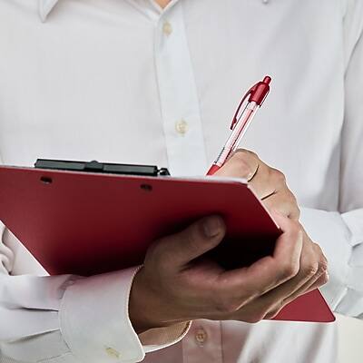 Alt View 4. Staples -  Retractable Ballpoint Pens, Fine Point, Dozen  - Red Ink.