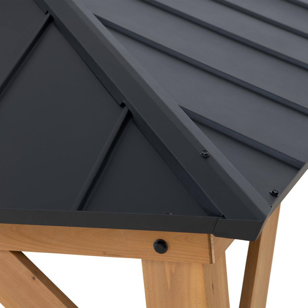 Alt View 4. SUNJOY - Wood Gazebo with 2-tier Metal Roof, for Patios, Lawn, and Backyard, Black.