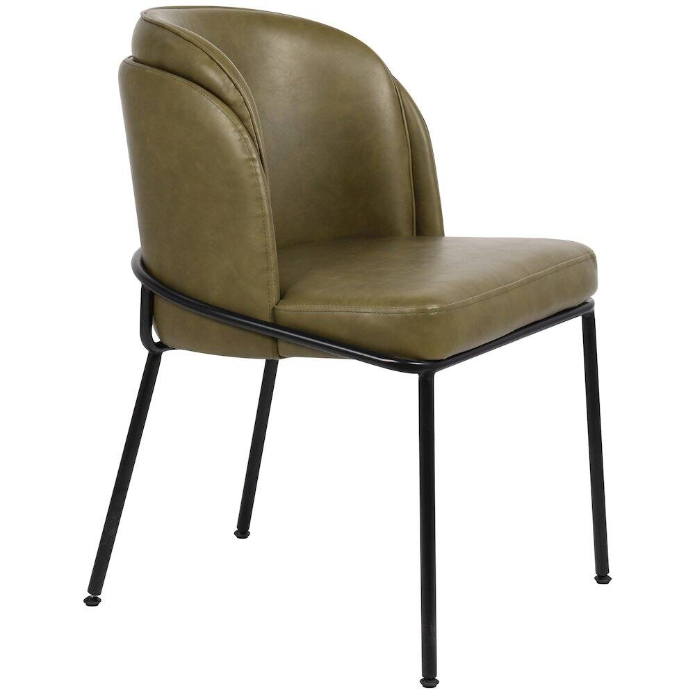 Alt View 4. Meridian Furniture - Jagger Olive Vegan Leather Dining Chair, Set of 2 - Green.