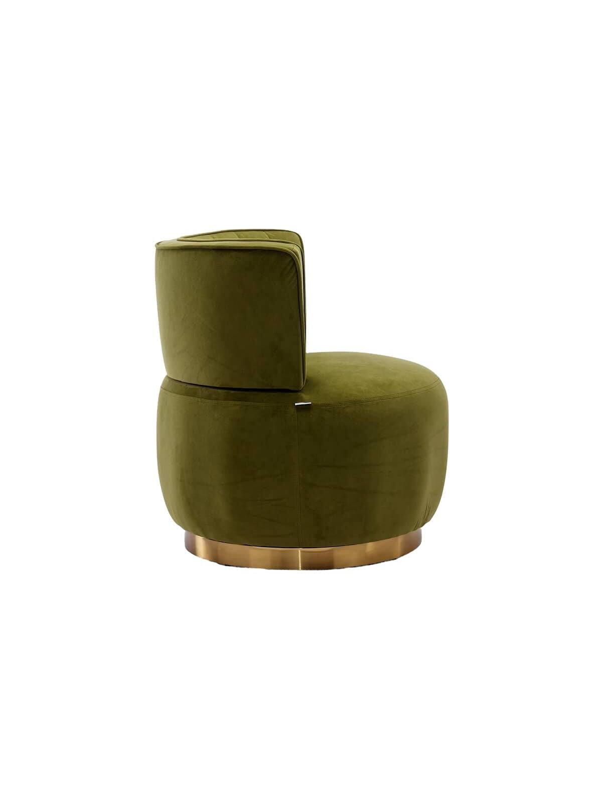 Alt View 3. Trinkets Crazed - Velvet Swivel Accent Barrel Chair, Mid Century Modern Arm Chair 360° Swivel Club Chairs - Olive.