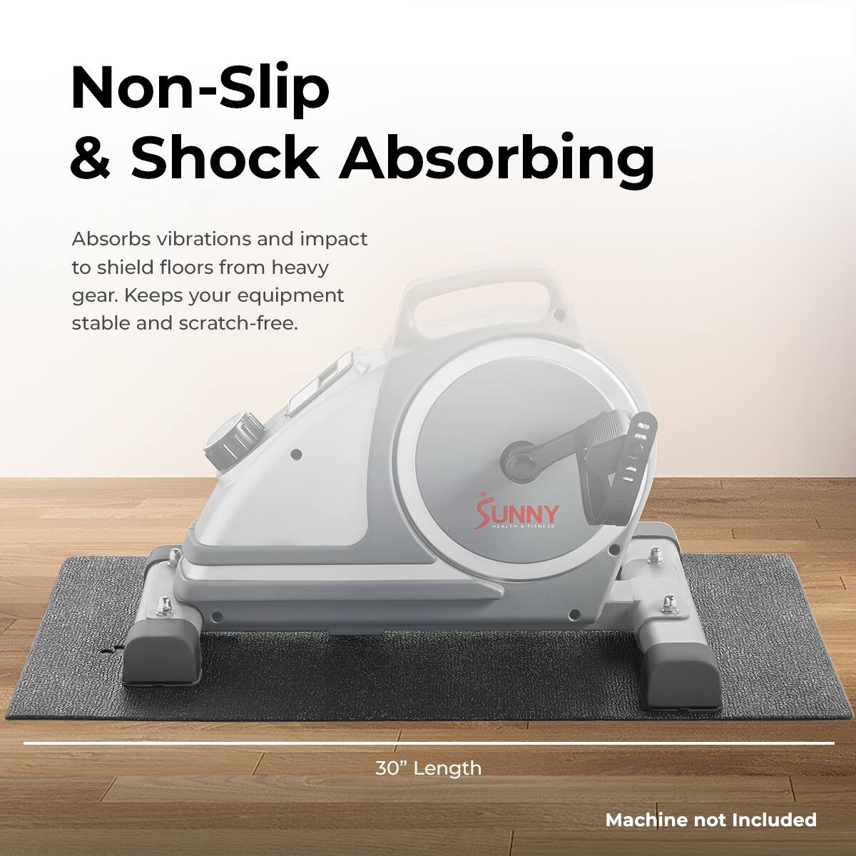 Non-Slip & Shock Absorbing  
Absorbs vibrations and impact to shield floors from heavy gear. Keeps your equipment stable and scratch-free.  

SUNNY  
30" Length  
Machine not Included