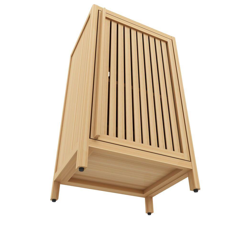 Angle. Kadyn - Bathroom Bamboo Storage Cabinet, Freestanding Floor Cabinet with Door and Shelf for Bathroom, Living Room - Brown.