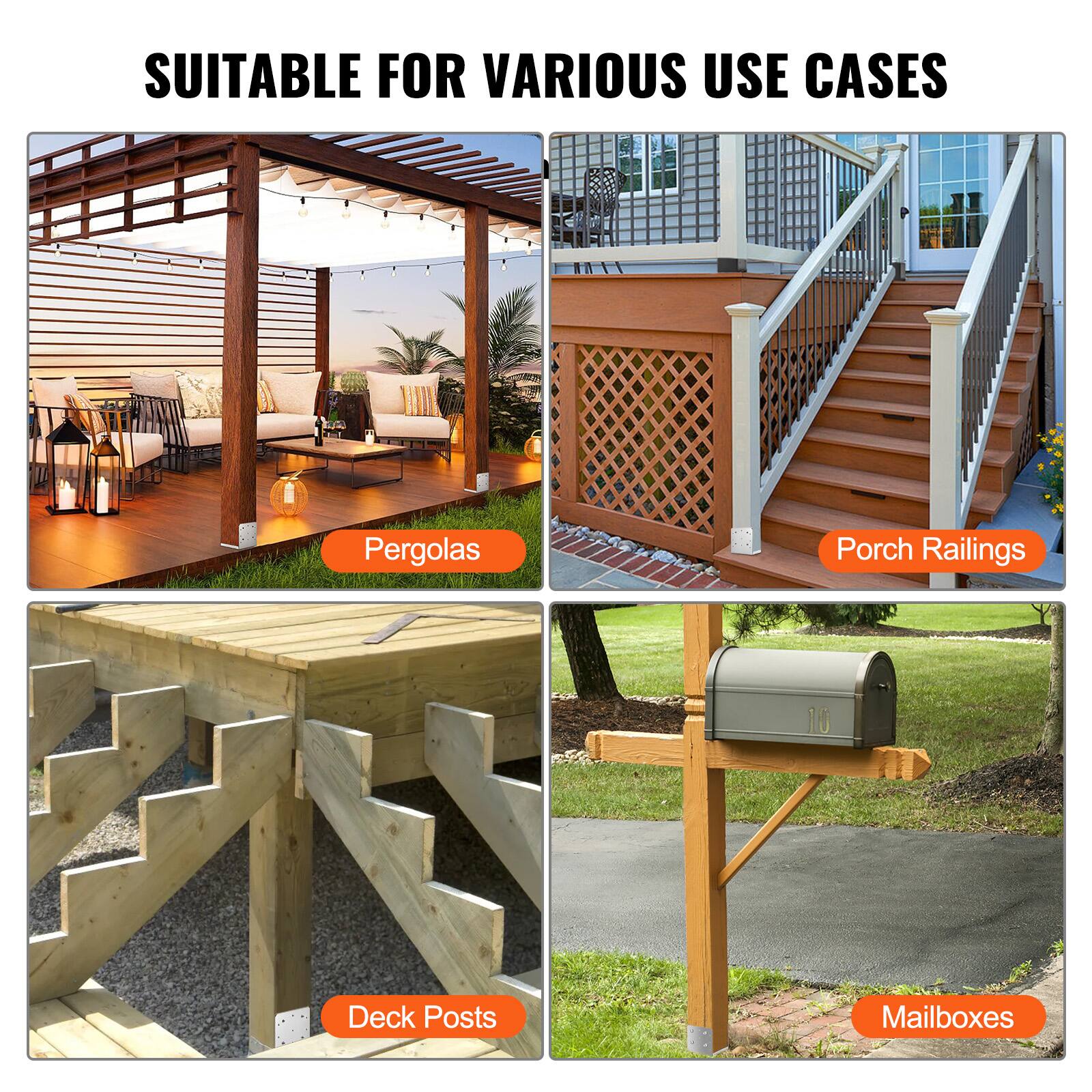 SUITABLE FOR VARIOUS USE CASES

- Pergolas
- Porch Railings
- Deck Posts
- Mailboxes