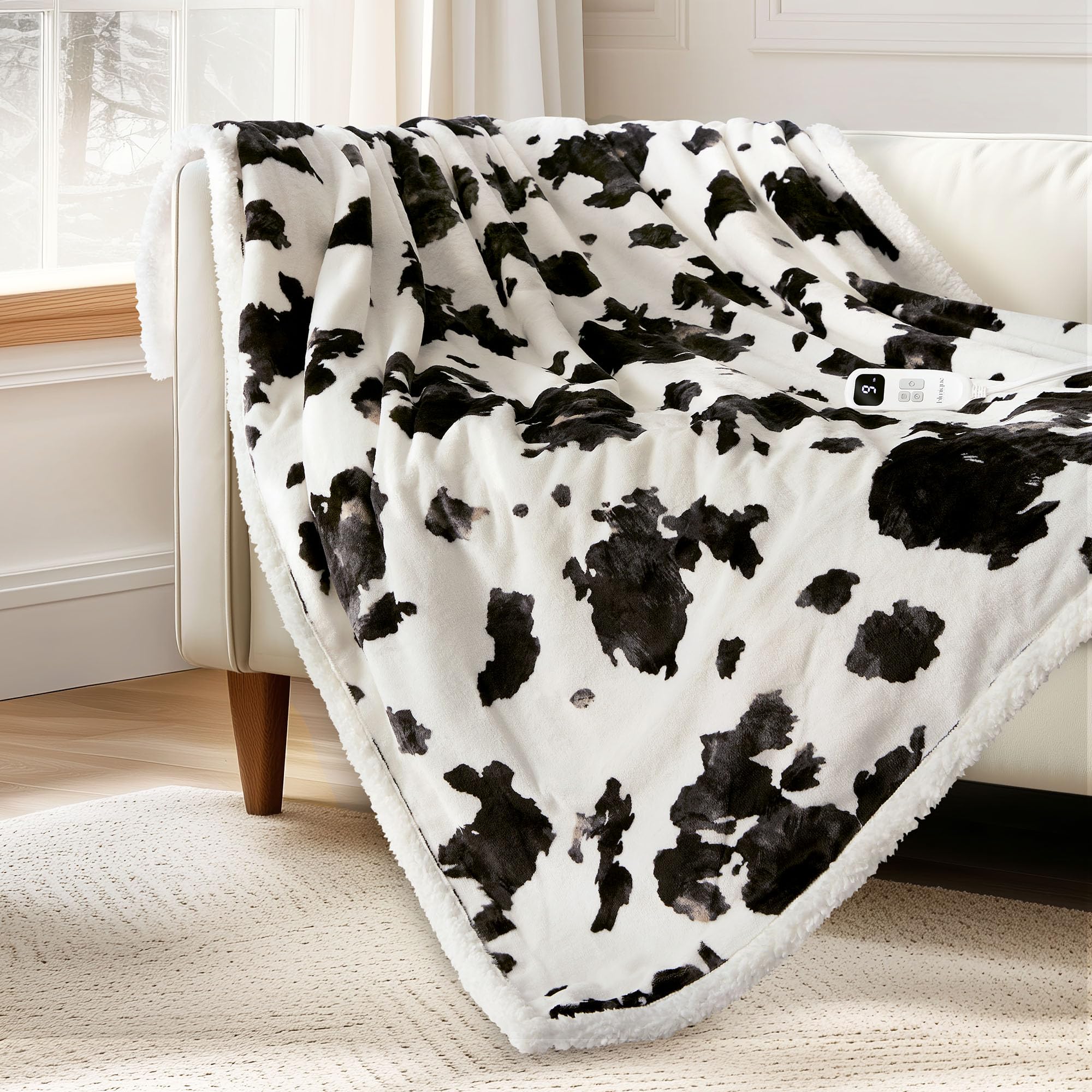 Cow Print, Black and White-Throw