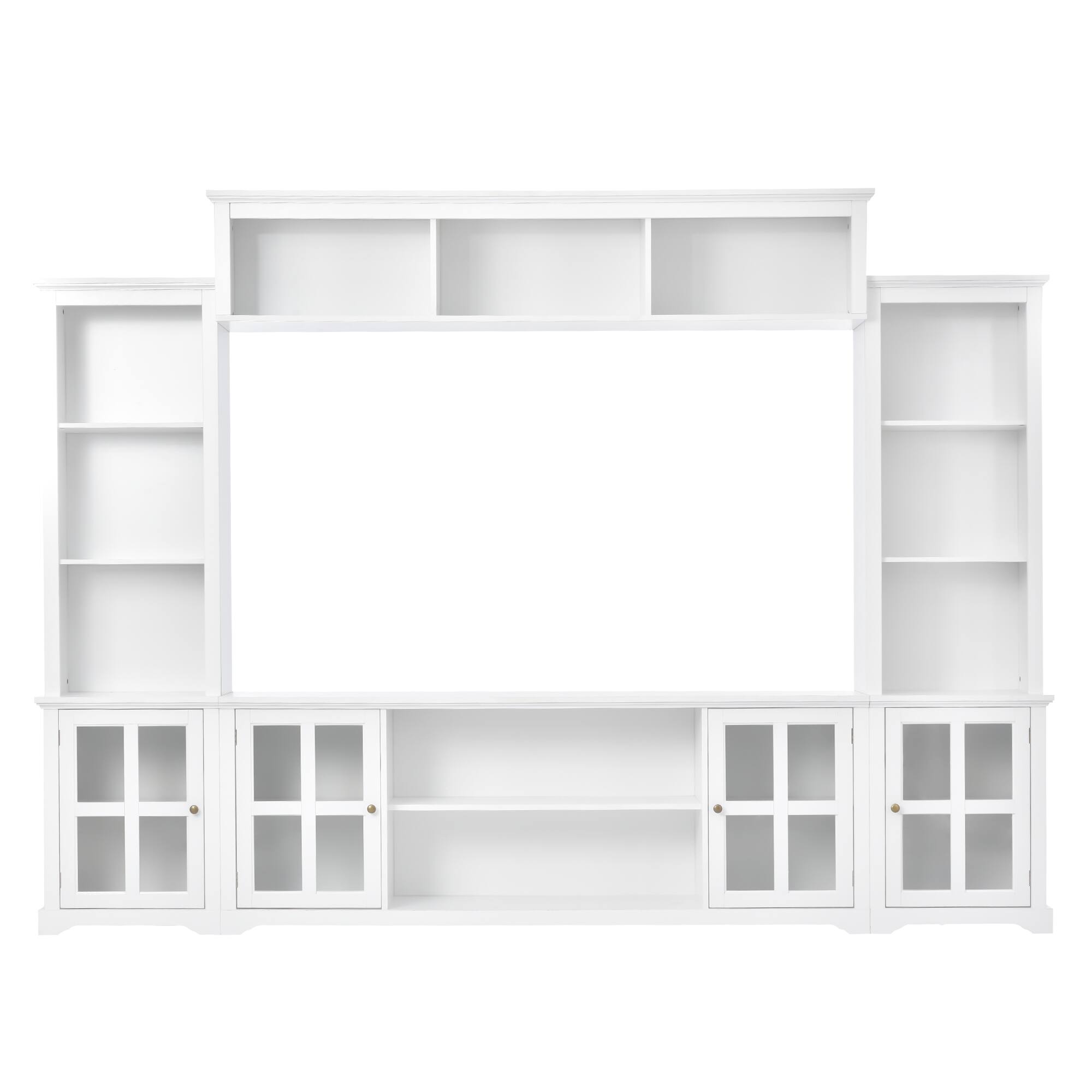 Alt View 7. APRILSOUL - Minimalism Entertainment Wall Unit TV Console for TVs Up to 70 Tempered Glass White - White.