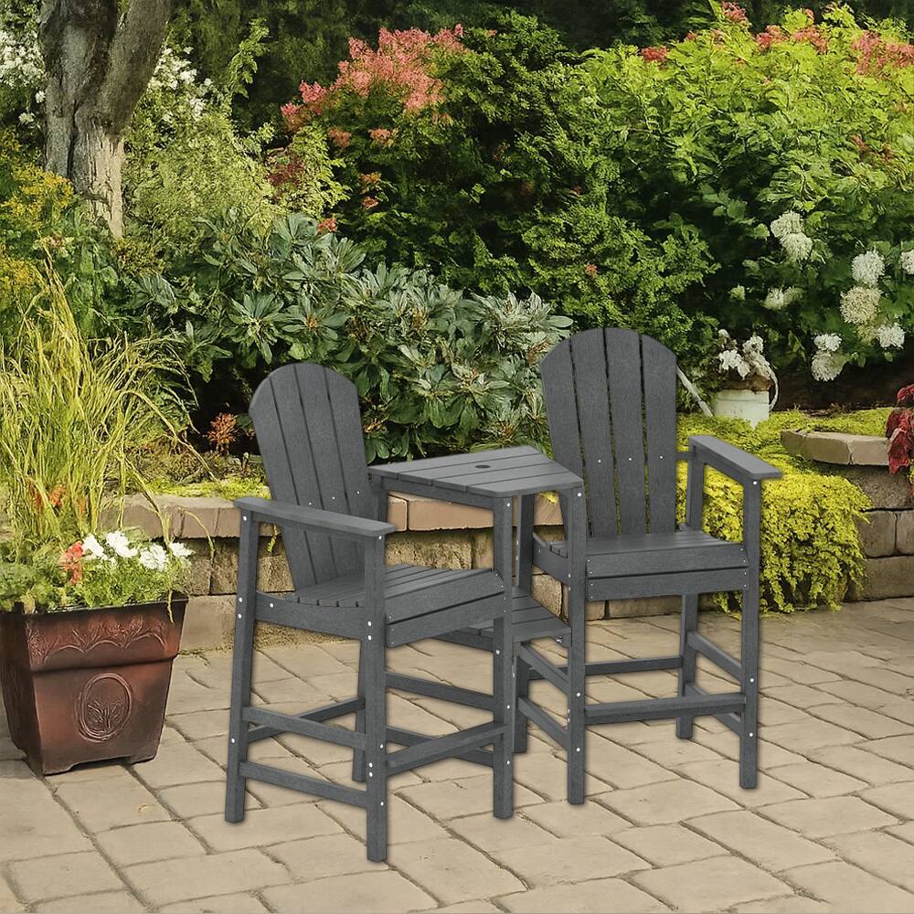 Front. Hivvago - All-Weather Two-Seat Adirondack Chair with Central Connecting Tray - Gray.