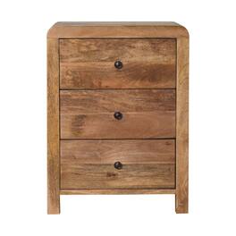 Artisan Furniture - Solid Wood -ish Naya Nightstand, 3 Drawers, Brown - Oak