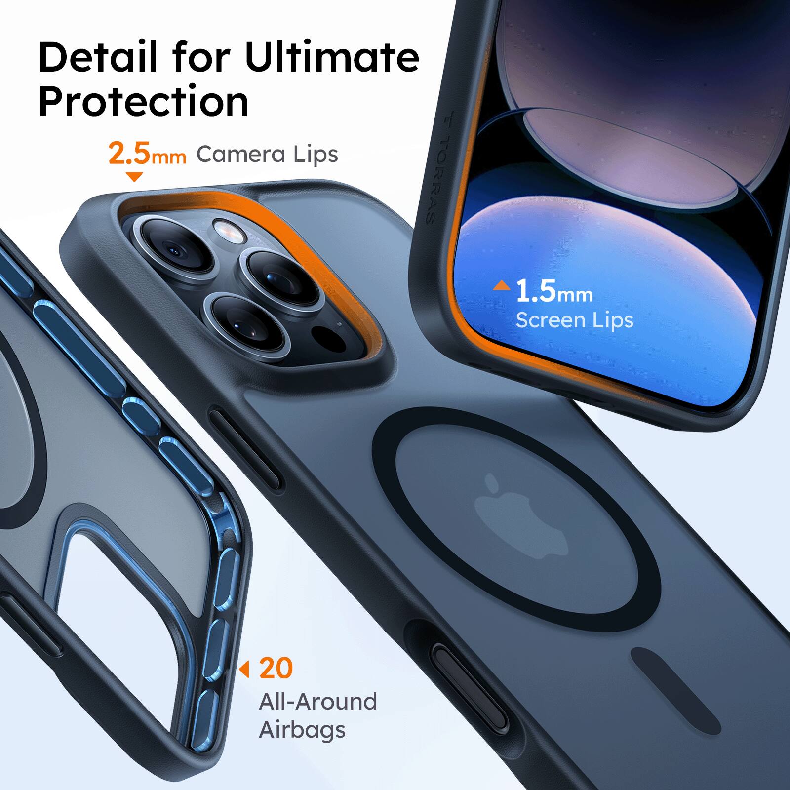 Detail for Ultimate Protection

2.5mm Camera Lips

1.5mm Screen Lips

20 All-Around Airbags