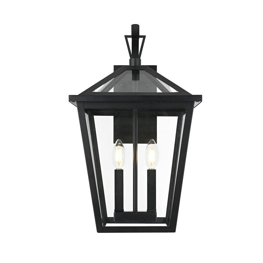 Back. Elegant Lighting - Frankford 7 inch Outdoor Pendant in Black - Black.