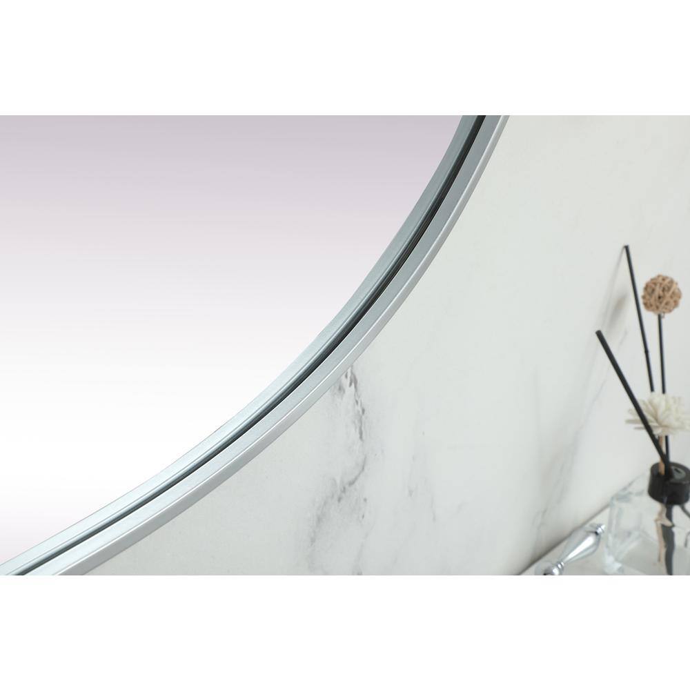 Alt View 2. Elegant Decor - Metal Frame Oval Mirror 30x60 Inch in Silver - Silver.