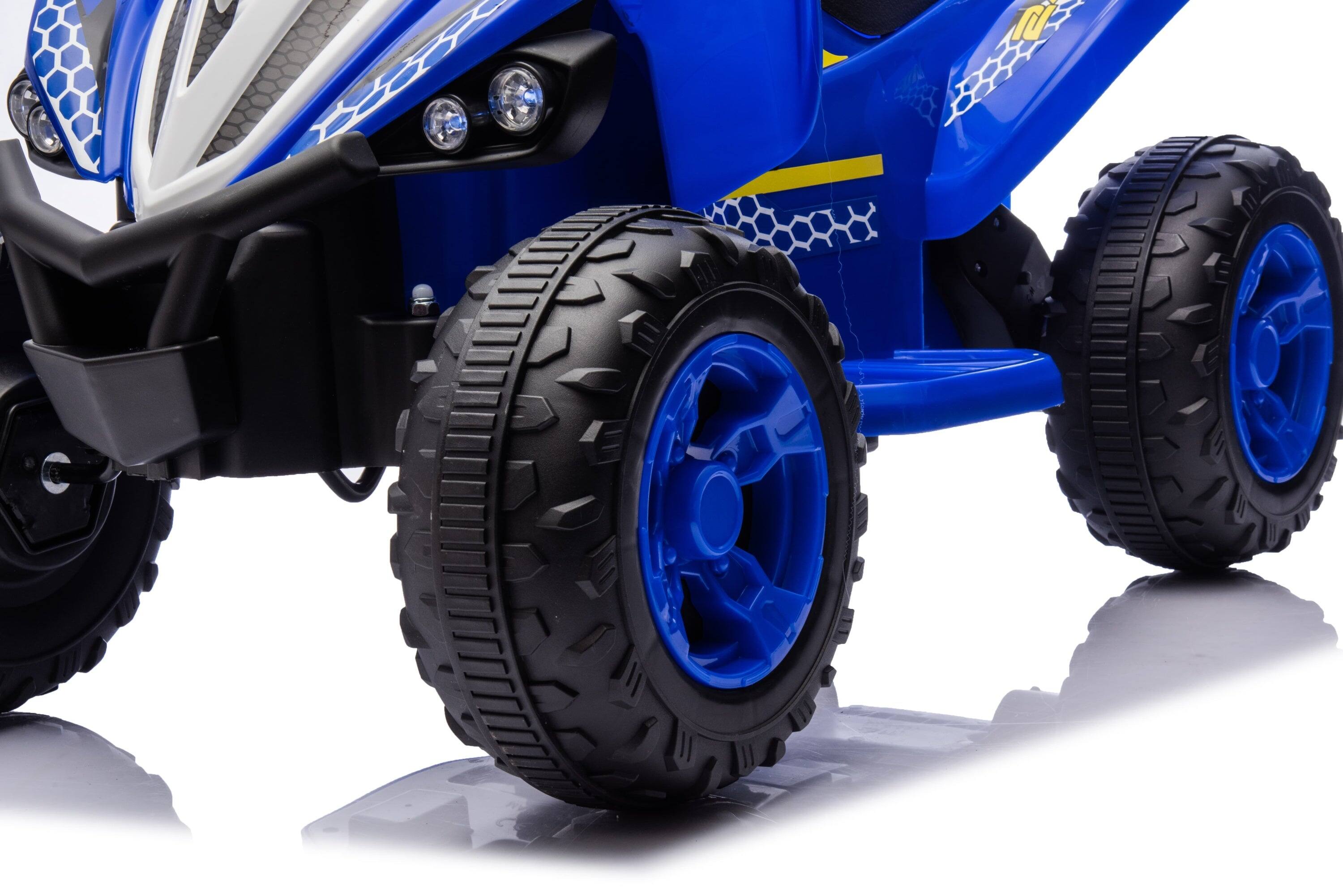 Alt View 9. BreeBe - Kids Electric Ride-On Car for Ages 3-6, 12V 4.5Ah Dual Motor, Bluetooth Music, LED Lights, 2 Speeds, Blue - Blue.