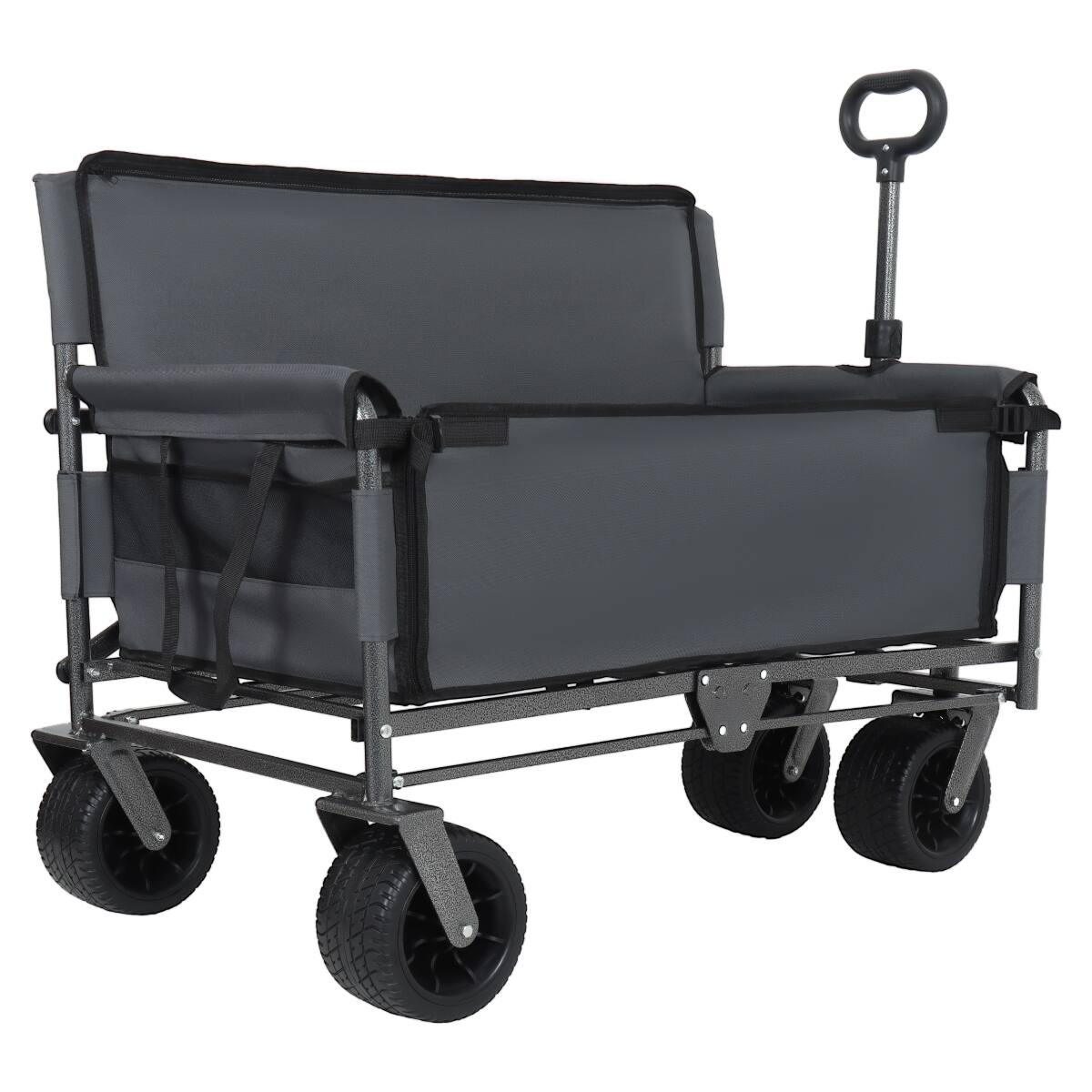 Angle. Loheer - Loheer Convertible Folding Wagon with Bench Seat, 500 lb Capacity Utility Cart for Camping and Garden.