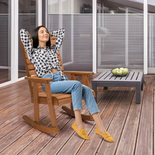 Alt View 7. Winado - 42in Wooden Rocking Chair Oversized Porch Rocker with High Back Easy-Assemble for Indoor Outdoor Patio Garden Yard - Teak.