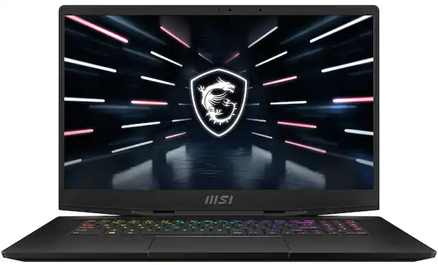 Front. MSI - Stealth GS77 -17 Stealth GS77 -17 Laptop 17.3 4K UHD Display (i9-12900H, 32GB, 1TB SSD, Win 11 Pro) - Core Black.