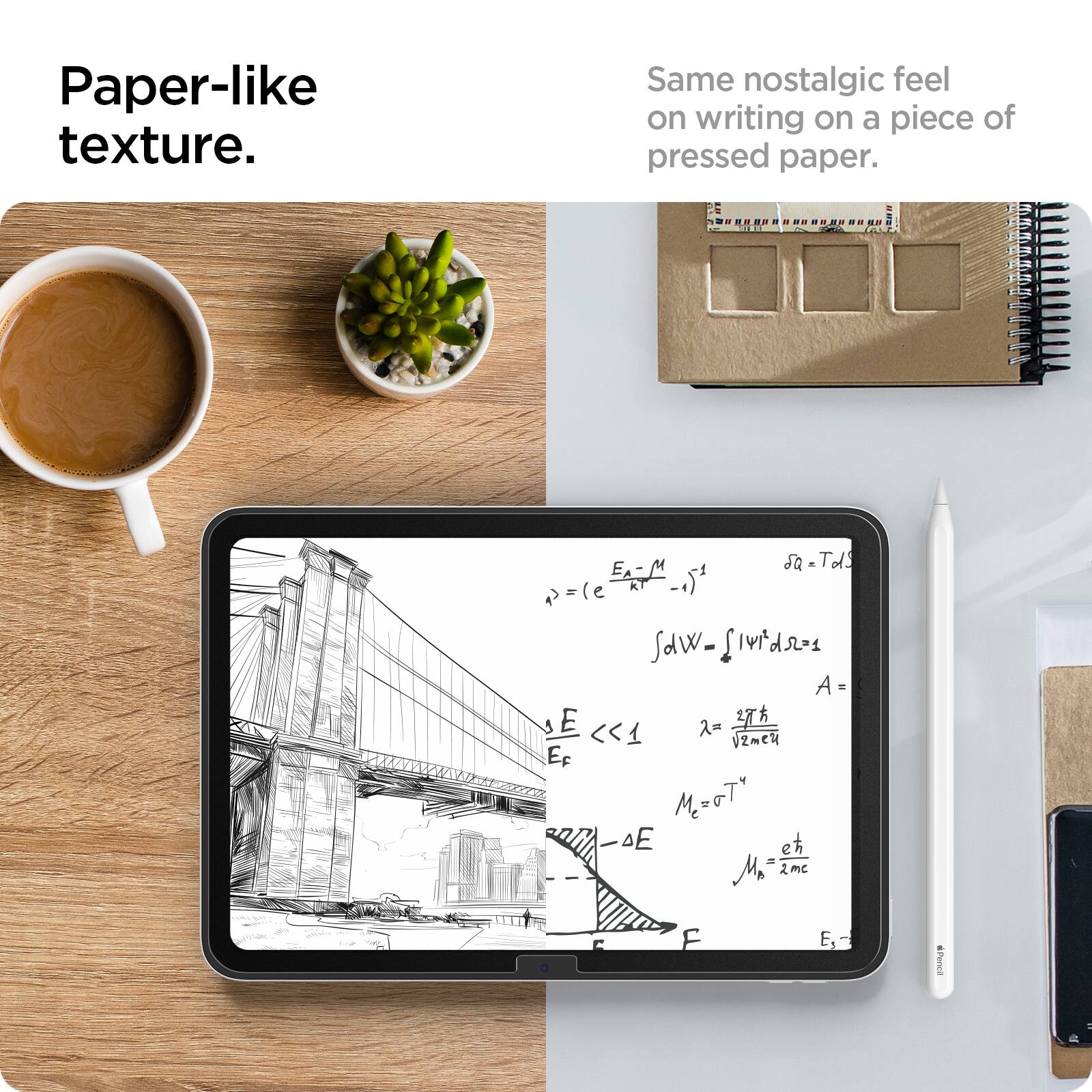 Paper-like texture.  
Same nostalgic feel on writing on a piece of pressed paper.