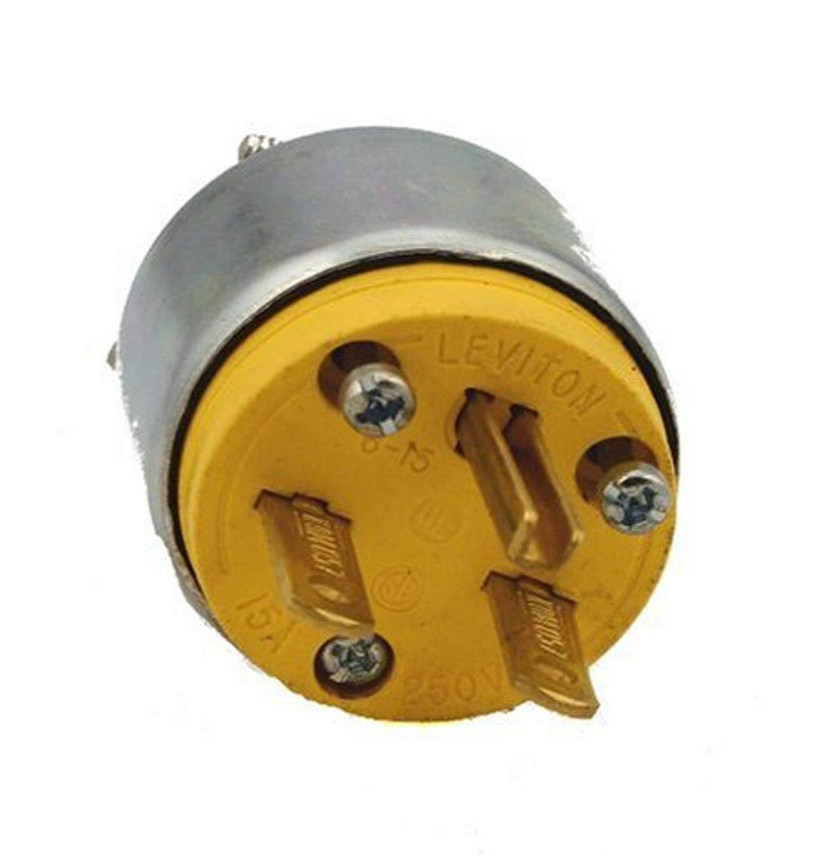 Leviton - Commercial Armored Ground/Straight Blade Plug 6-15P 18-12 AWG 2 Pole 3 Wire - Yellow price history on PriceWatchPro