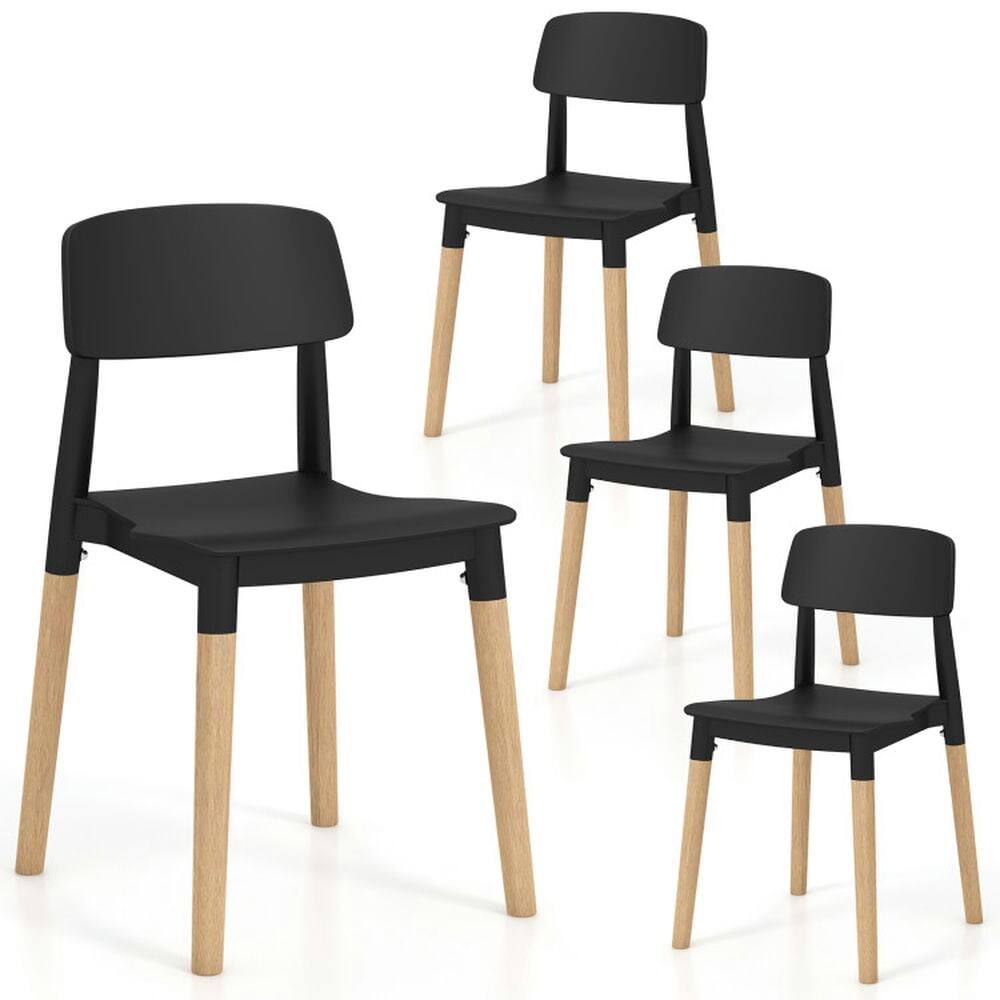 Back. Kadyn - Dining Chairs, Kitchen Chairs Trattoria Chairs,Modern Dining Side Chairs Set of 4 with Ergonomic Backrest - Black.