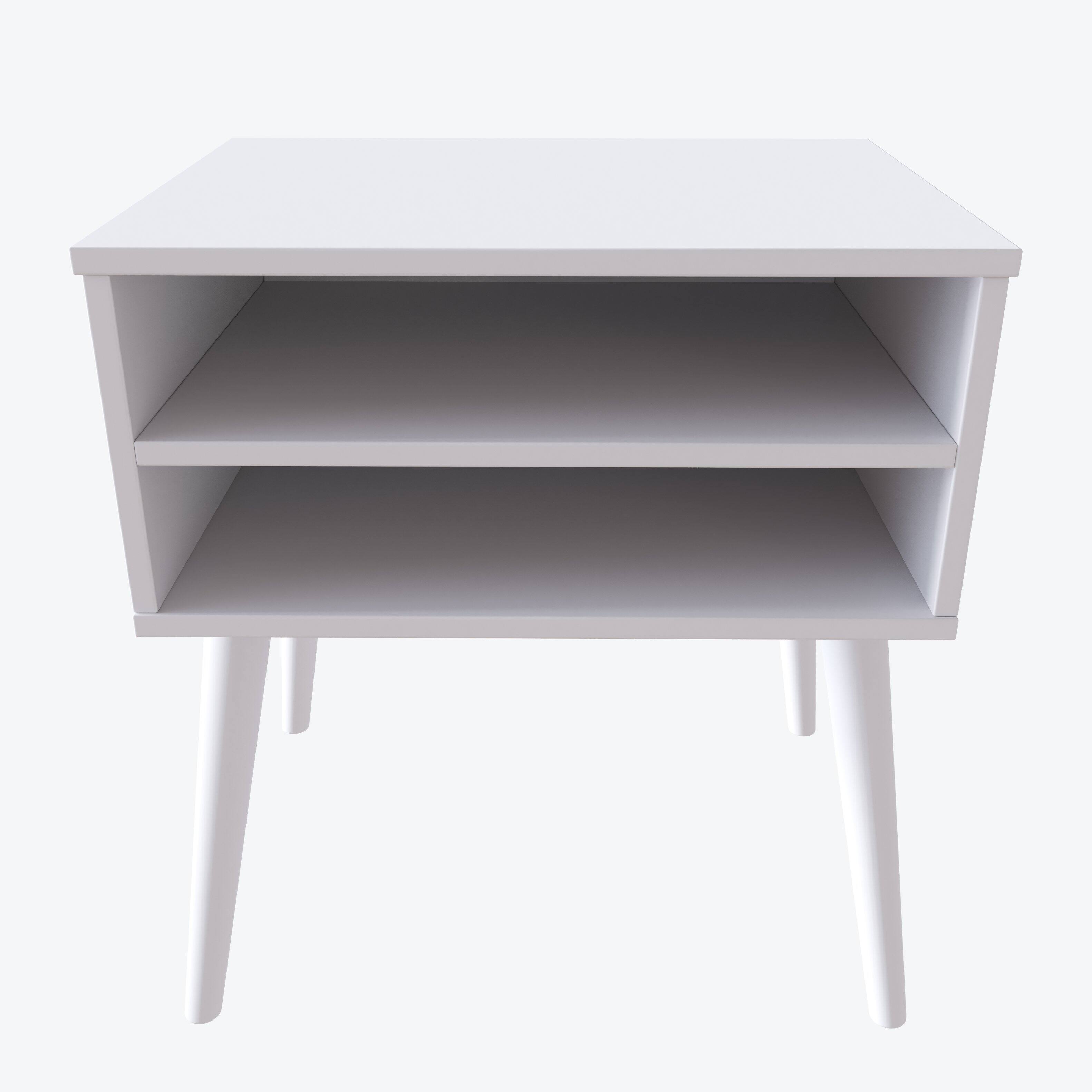 Boyd Sleep - Ragusa Mid-Century Modern Two Shelf Nightstand, Low Profile Bedside End Table - White