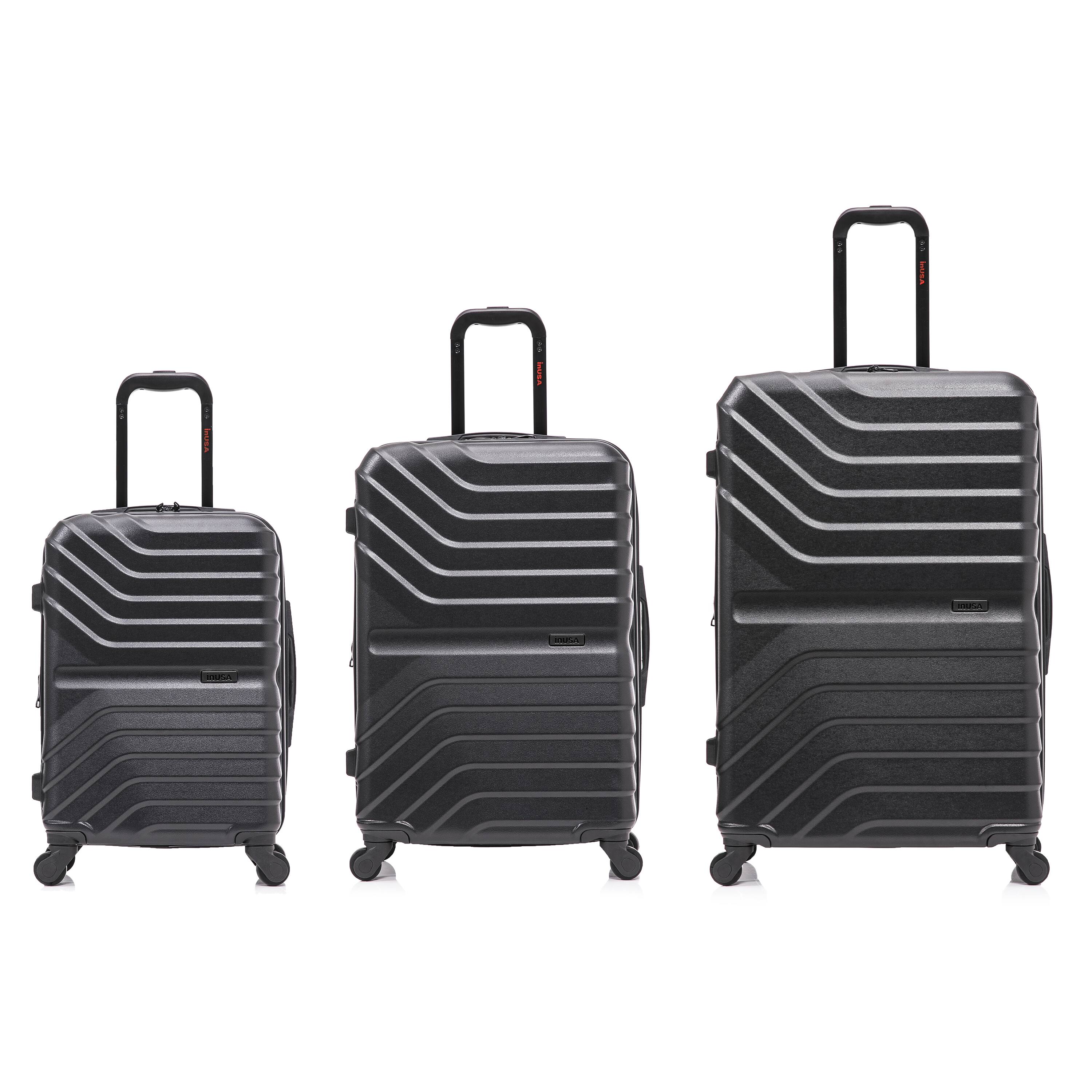 Angle. InUSA - Aurum lightweight hardside spinner 3 Piece Luggage Set  20"/24"/28" - BLACK.
