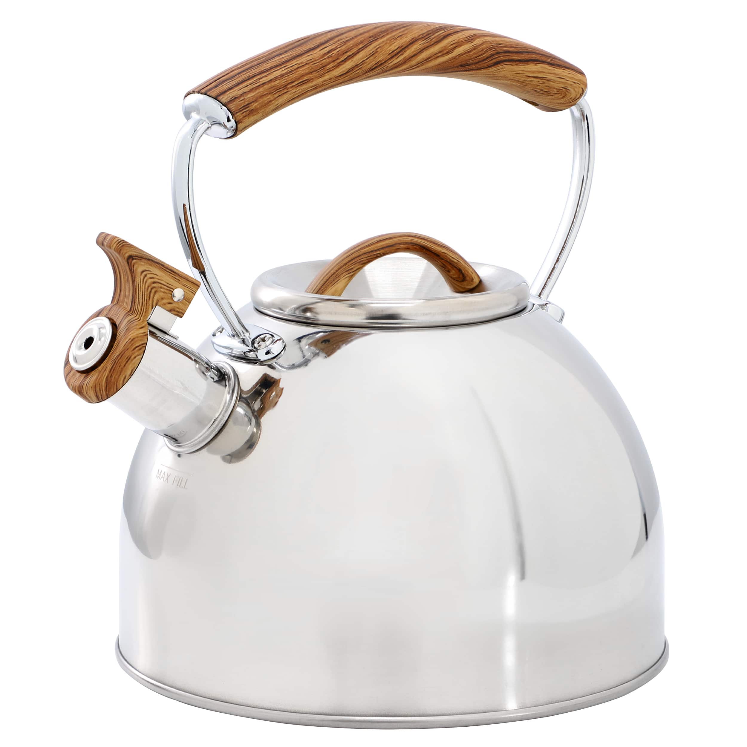 Mr. Coffee - Fremont 2 Quart Mirror Polish Stainless Steel Whistling Tea Kettle - Silver
