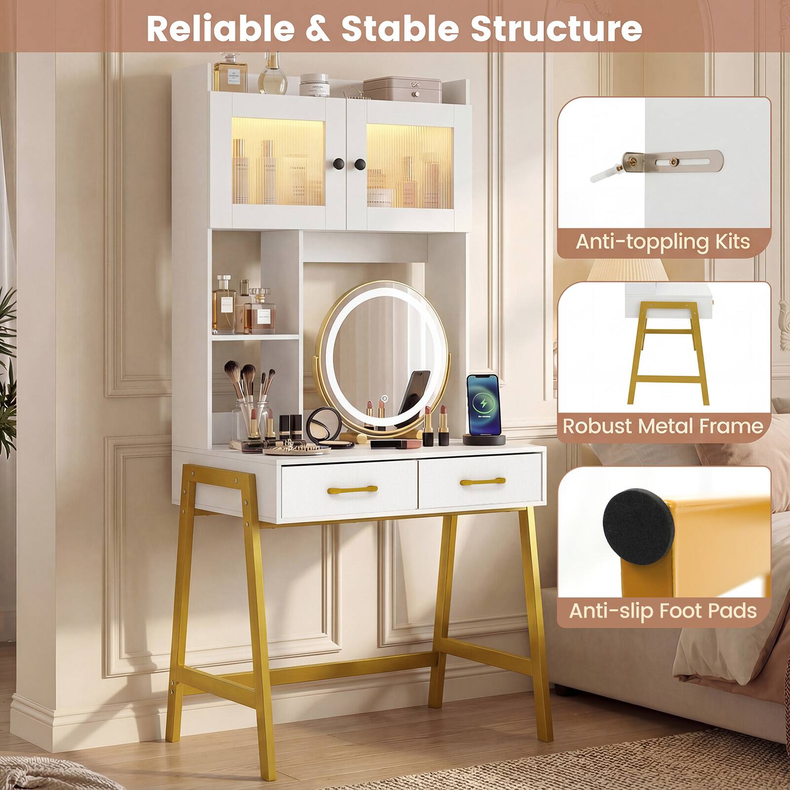 Reliable & Stable Structure

- Anti-toppling Kits
- Robust Metal Frame
- Anti-slip Foot Pads