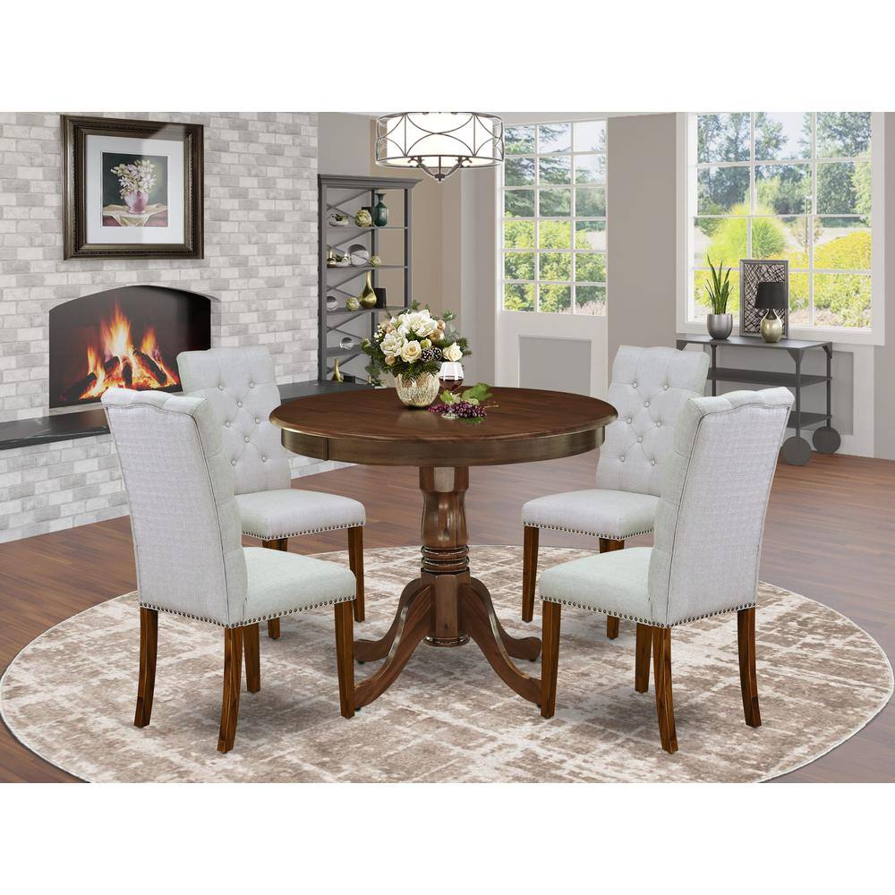 Alt View 3. East West Furniture - 5 Pc Dining Set Includes a Round Dining Table and 4 Parson Chairs - Grey.