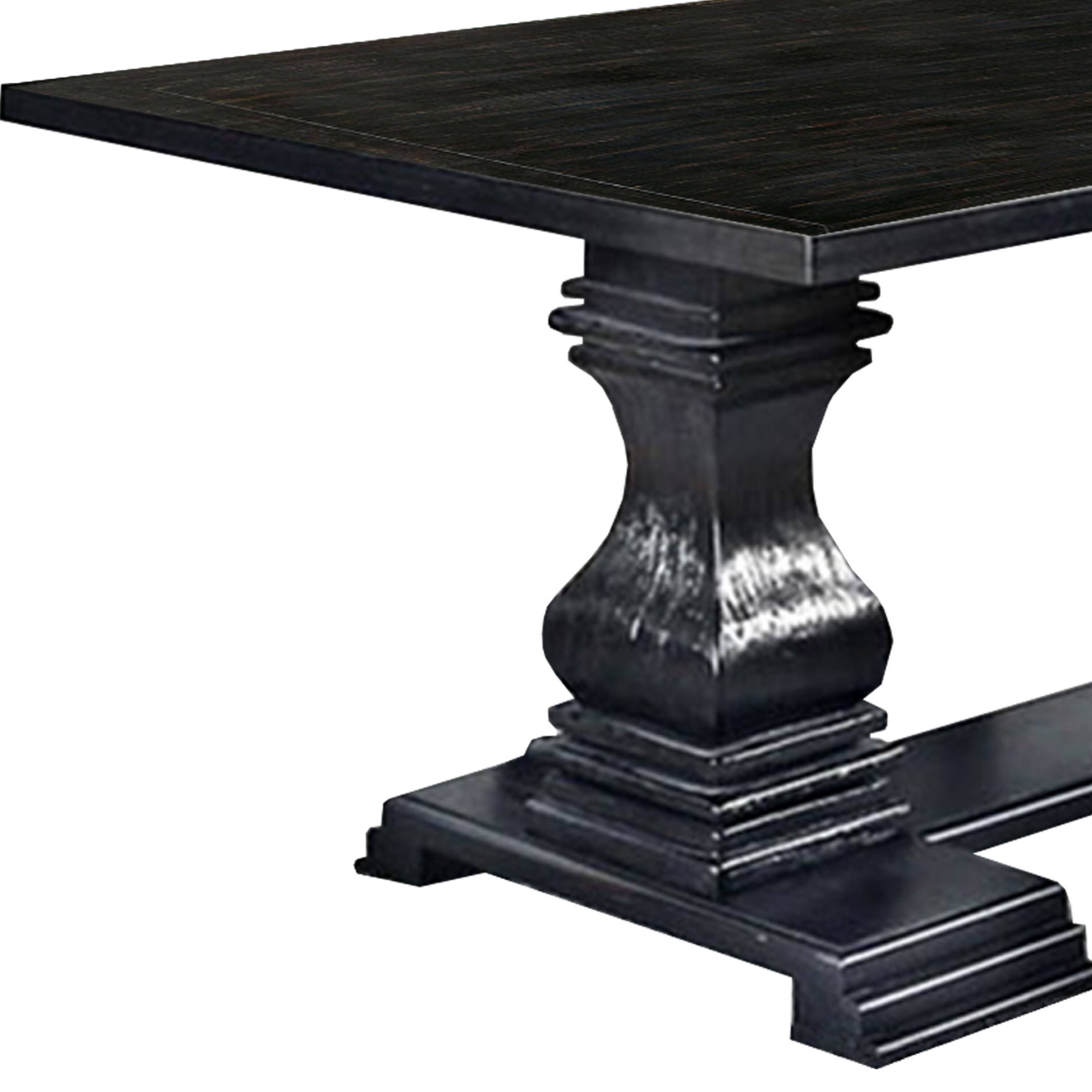 Alt View 1. Manhattan Lane - Transitional Style Dining Table with Trestle Base, Antique Black - Black.