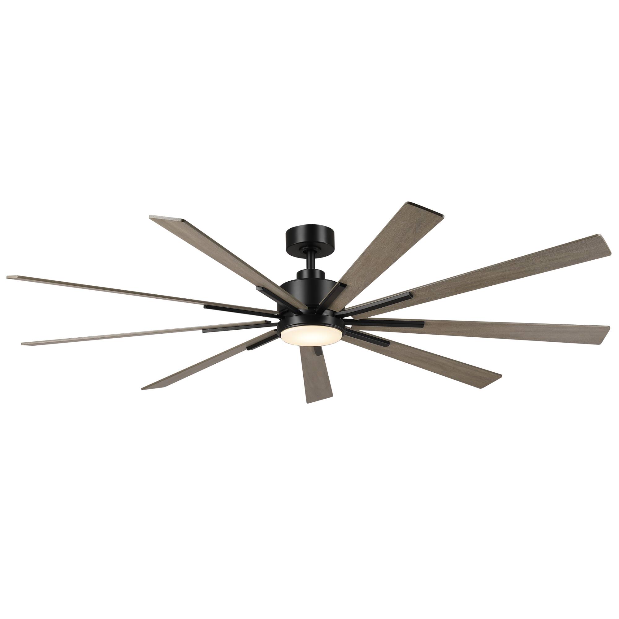Alt View 7. Parrot Uncle - 72" Farmhouse Integrated LED Dimmable Windmill Ceiling Fan with Light, Remote and Glass Shade - Matte Black.