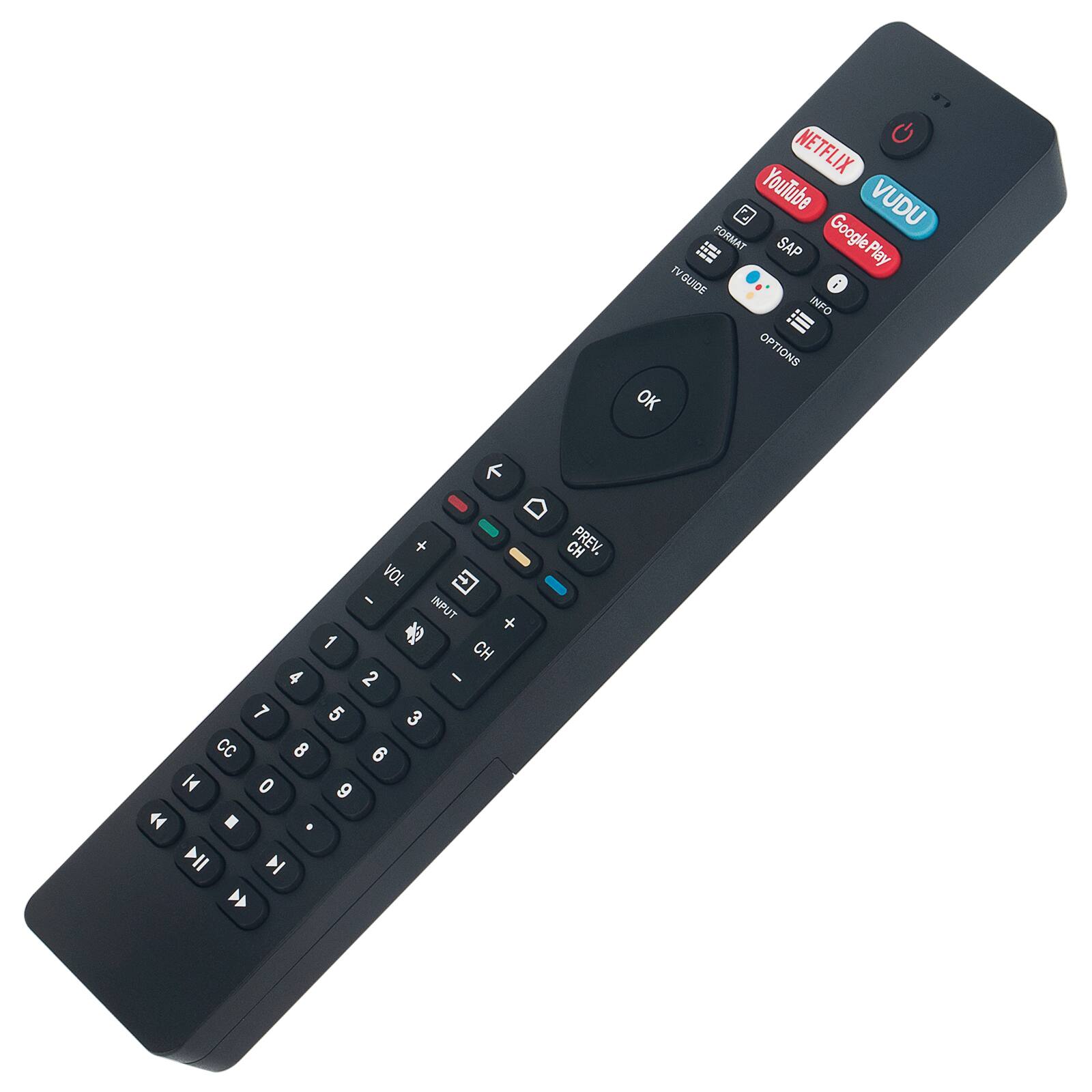 NETFLIX YouTube VUDU FORMAT SAP GooglePlay TV GUIDE INFO OPTIONS OK f - + - VOL 1 2 3 4 5 6 7 8 9 0 CH INPUT PREV.