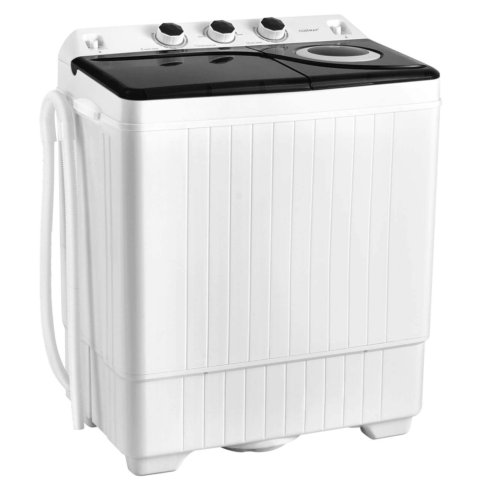 26lbs Portable Semi-automatic Twin Tub Washing Machine with Drain Pump