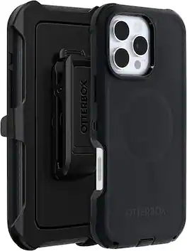 OtterBox - iPhone 16 Pro (Only) - Defender Series Case - Holster Clip Included - Built-in Magnets - Rugged & Durable - Black