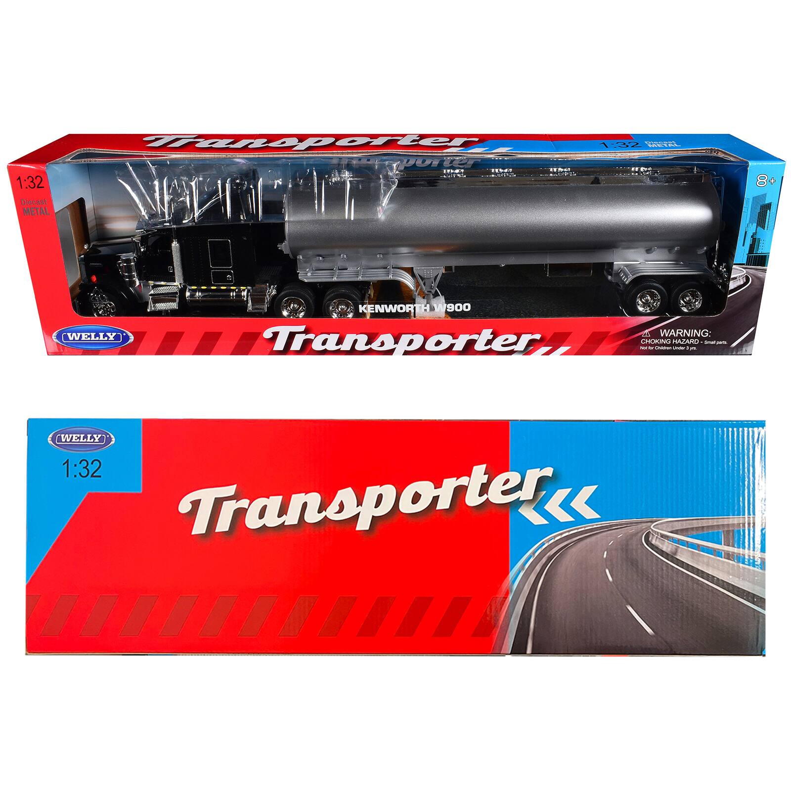 Transporter 1:2 AL UUT . .... 1:32 Diecast METAL 8+ WELLY KENWORTH W800 a WARNING: Transporter - CHOKING - | ! MAZARO A -  WELLY 1:32 Transporter