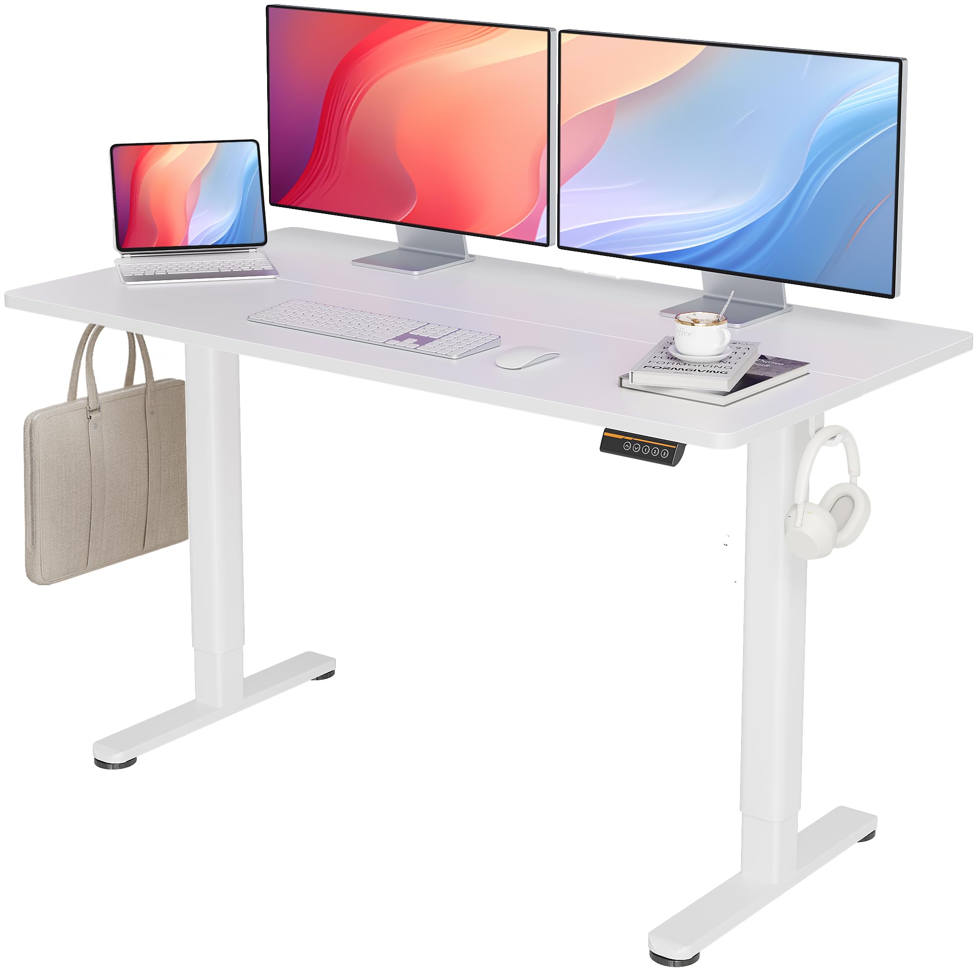 Front. Hirose Alice - Seang Standing Desk with Adjustable Height, Electric Stand Up Desk for Home Office, Studio, Computer Workst... - White 55 inch.