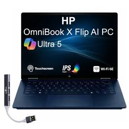 HP - OmniBook X Flip 2-in-1 Laptop 14.0 WUXGA Display (Ultra 5-226v, 16GB, 512GB SSD, Win 11 Pro) w/USB Hub - Atmospheric Blue