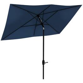 Spaco - 6.5 x 10 Ft Rectangular Patio Umbrella, Crank Lift, Tilt Outdoor Shade - Blue