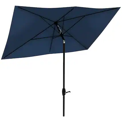 Front. Spaco - Spaco 6.5 x 10 Ft Rectangular Patio Umbrella, Crank Lift, Tilt Outdoor Shade - Blue.