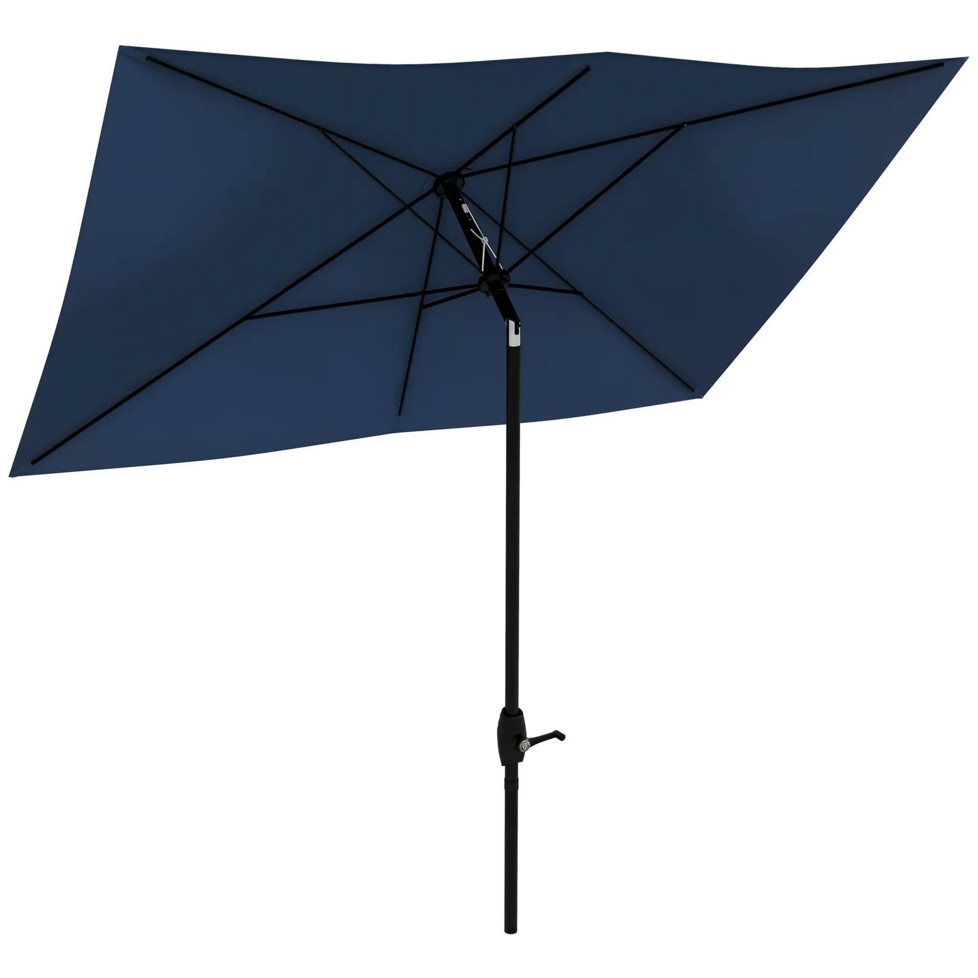 Front. Spaco - Spaco 6.5 x 10 Ft Rectangular Patio Umbrella, Crank Lift, Tilt Outdoor Shade - Blue.