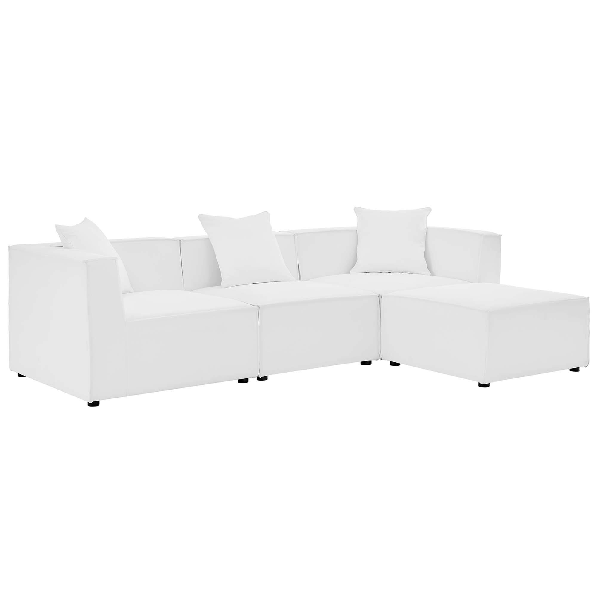 Angle. Modway - Saybrook 4-Piece Outdoor Patio Upholstered Sectional Sofa by Modway - White.