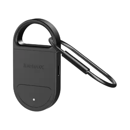 Front. Momax - PinBuzz Rechargeable Anti-Theft Personal Alarm With Find My Locator, Black - Black.