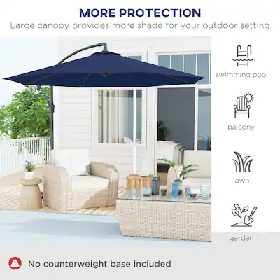 counterweight for patio umbrella 4pc, 112-232lbs Plates Cross Base Stand Sun Fab Finds Online resistant polyester canopy with UPF 30 protection Sunnydaze Decor Heavy-Duty Cantilever Offset