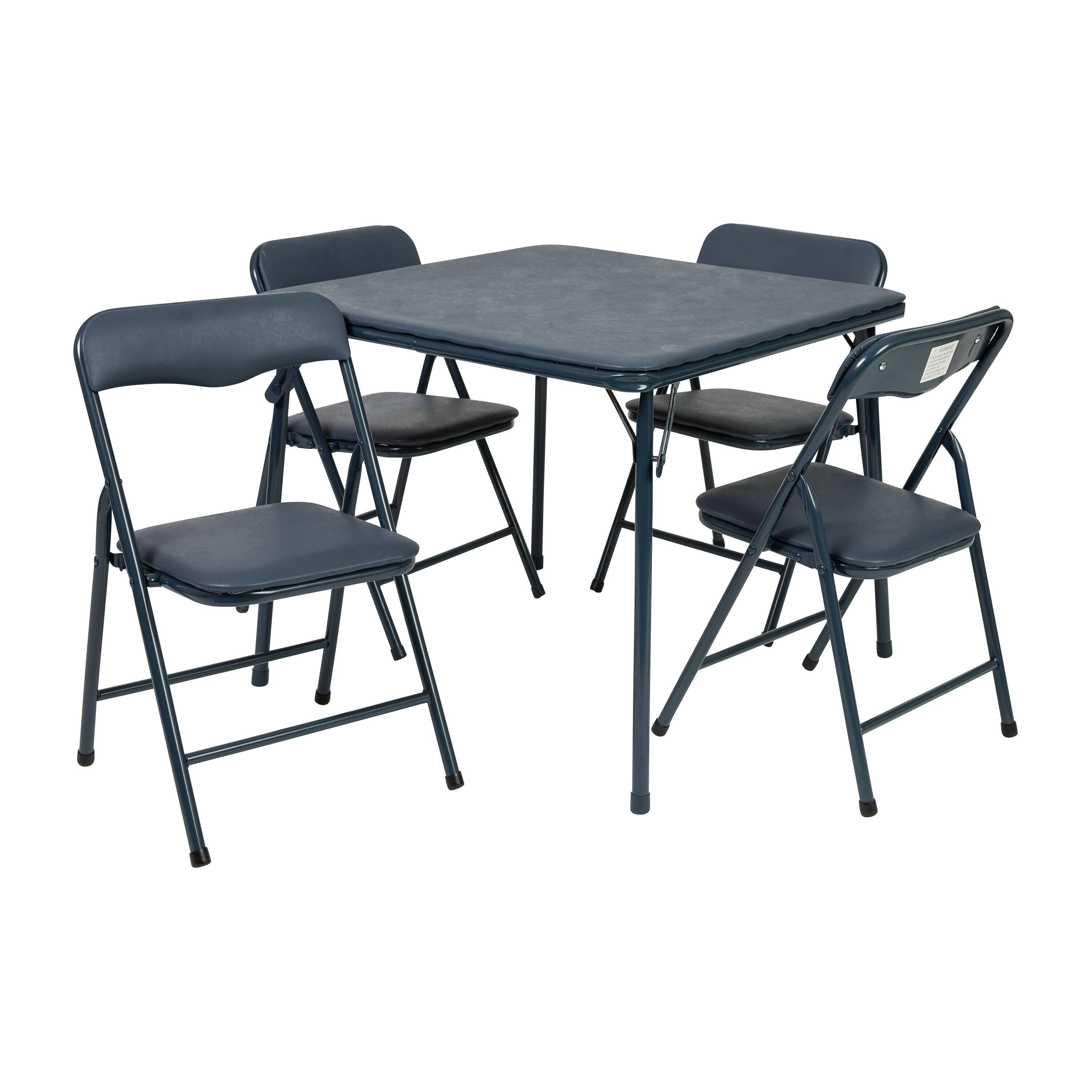 Alt View 1. Emma + Oliver - Kids 5 Piece Folding Table and Chair Set - Kids Activity Table Set - Navy.