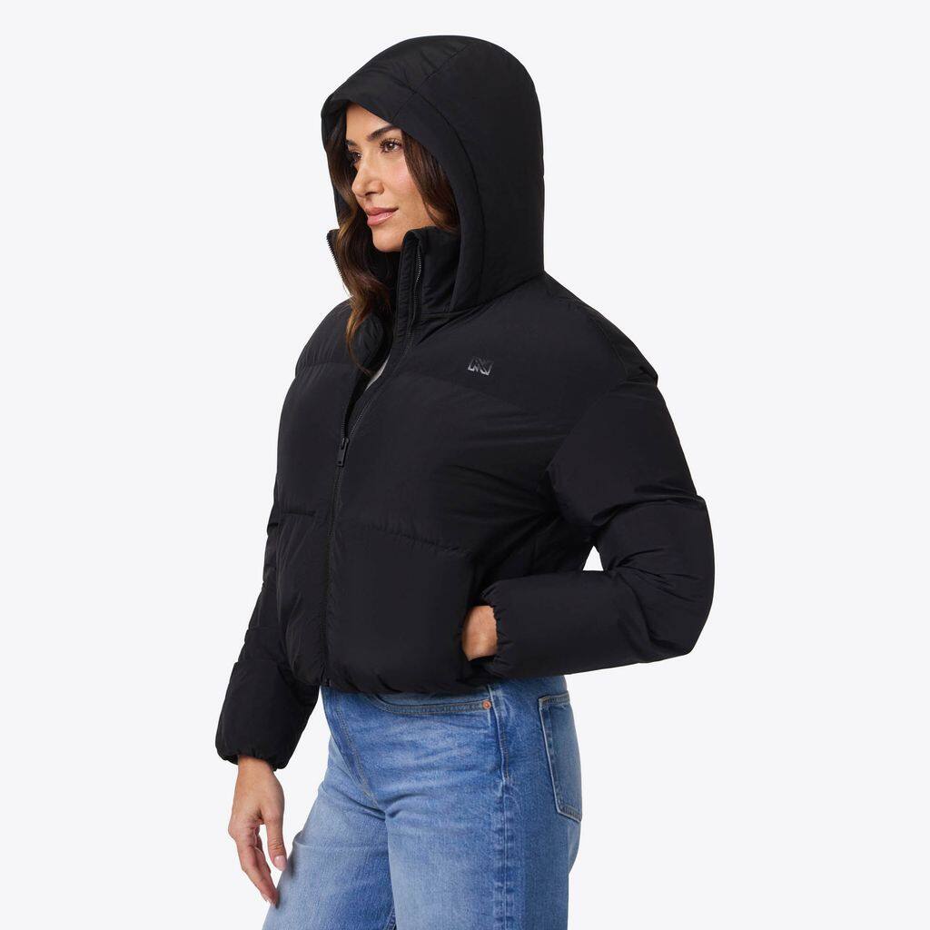 Alt View 4. Mobile Warming - App Controlled Women's Cloud IX Crop Puffer Heated Jacket - Black.