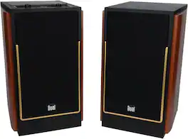 Dual - LUHSL20B 2-Way Bluetooth Bookshelf Speakers | Cherrywood & Black | Loud & Deep Bass | Smart Speaker Dock | Pair - Cherrywood and Black