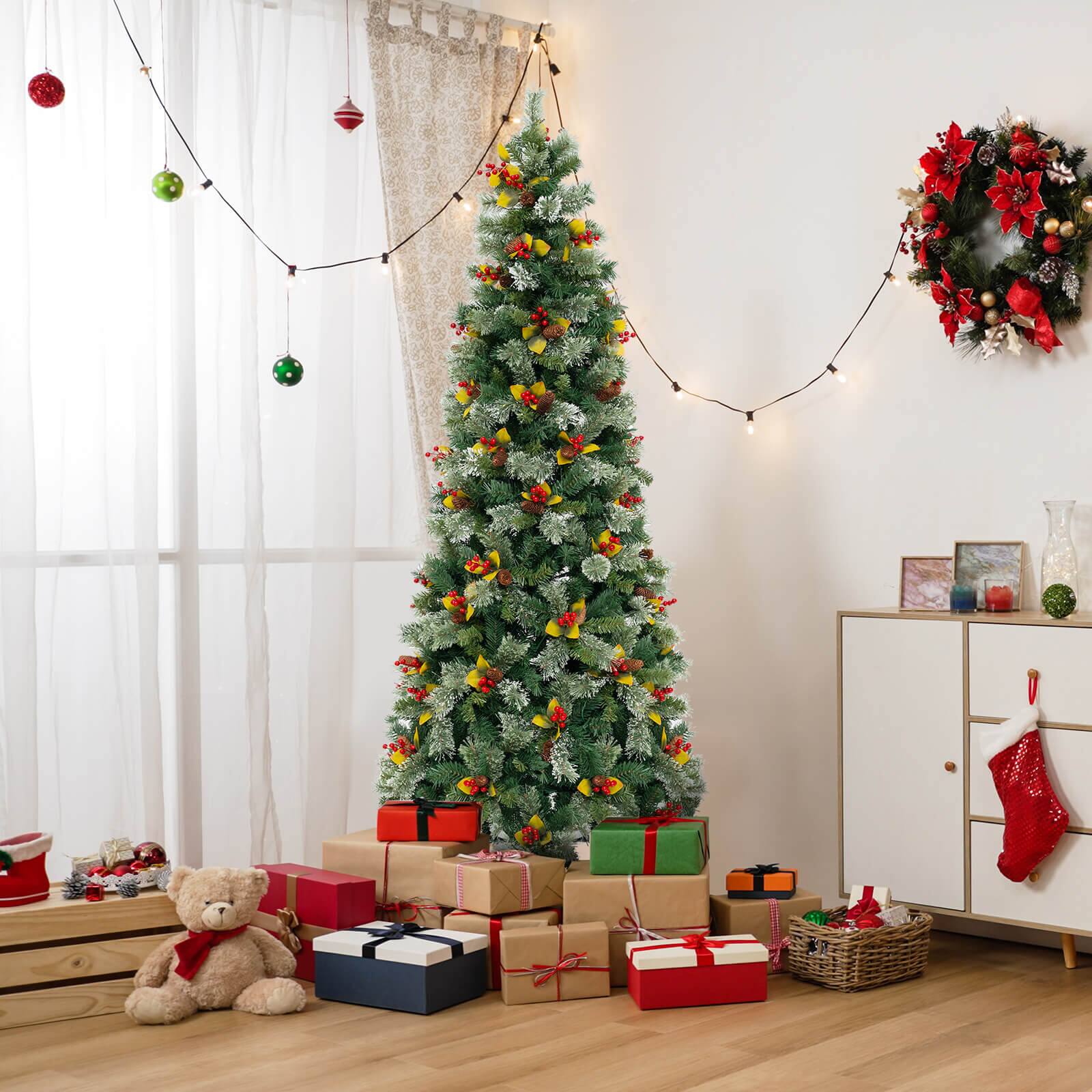 Alt View 1. Costway - Costway 7.5 FT Artificial Xmas Tree with 1096 Branch Tips 460 Warm White LED Lights - Green.