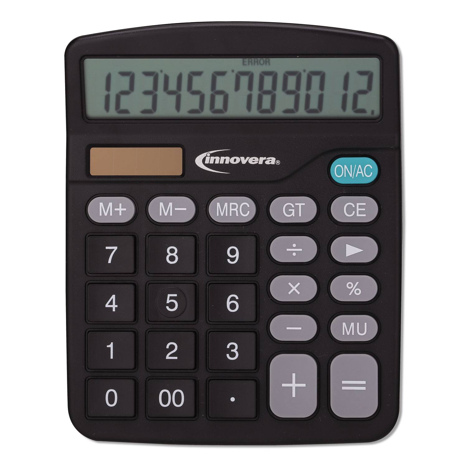 ERROR 1234567890 12  
innovera  
ON/AC M+ M- MRC GT CE  
7 8 9 ÷ 4 1 0 5 2 00 6 3  
× % MU =