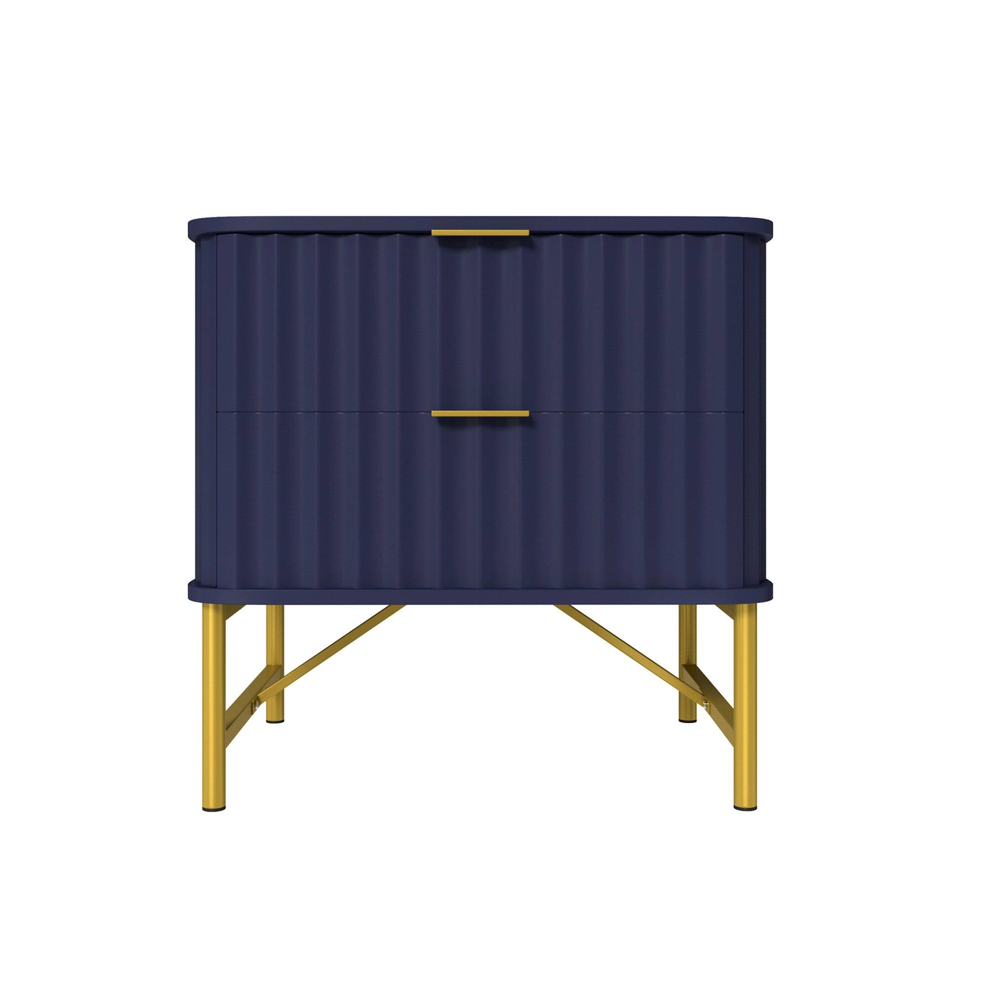 Front. Boyel Living - 19.69 in. H Nightstand Bedroom Storage Cabinet in Blue with 2 Drawers - Blue.