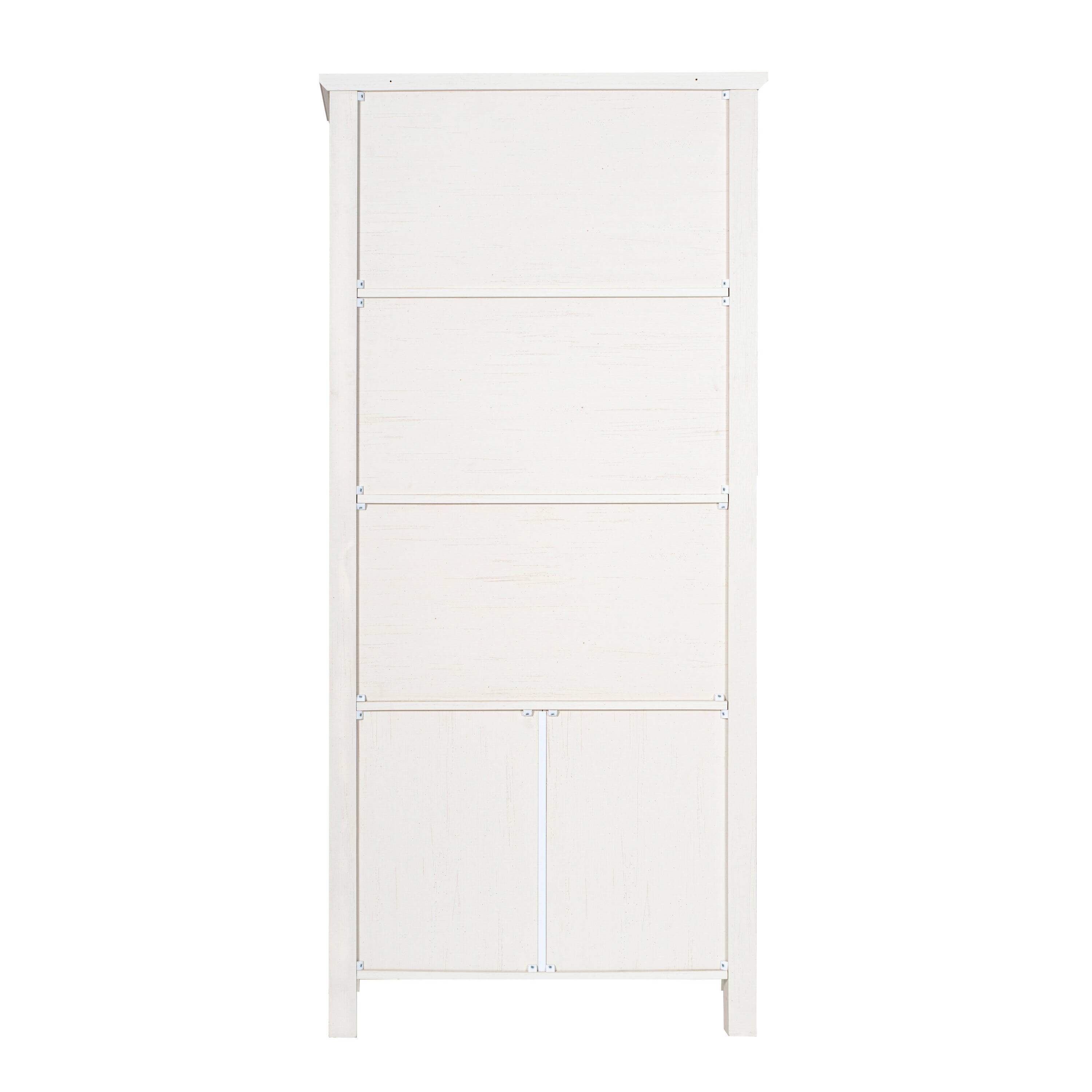Back. Flash Furniture - Stella Modern Farmhouse Wooden Bookcase and Storage Cabinet with Tempered Glass Doors and 3 Upper Shelves in White - White.