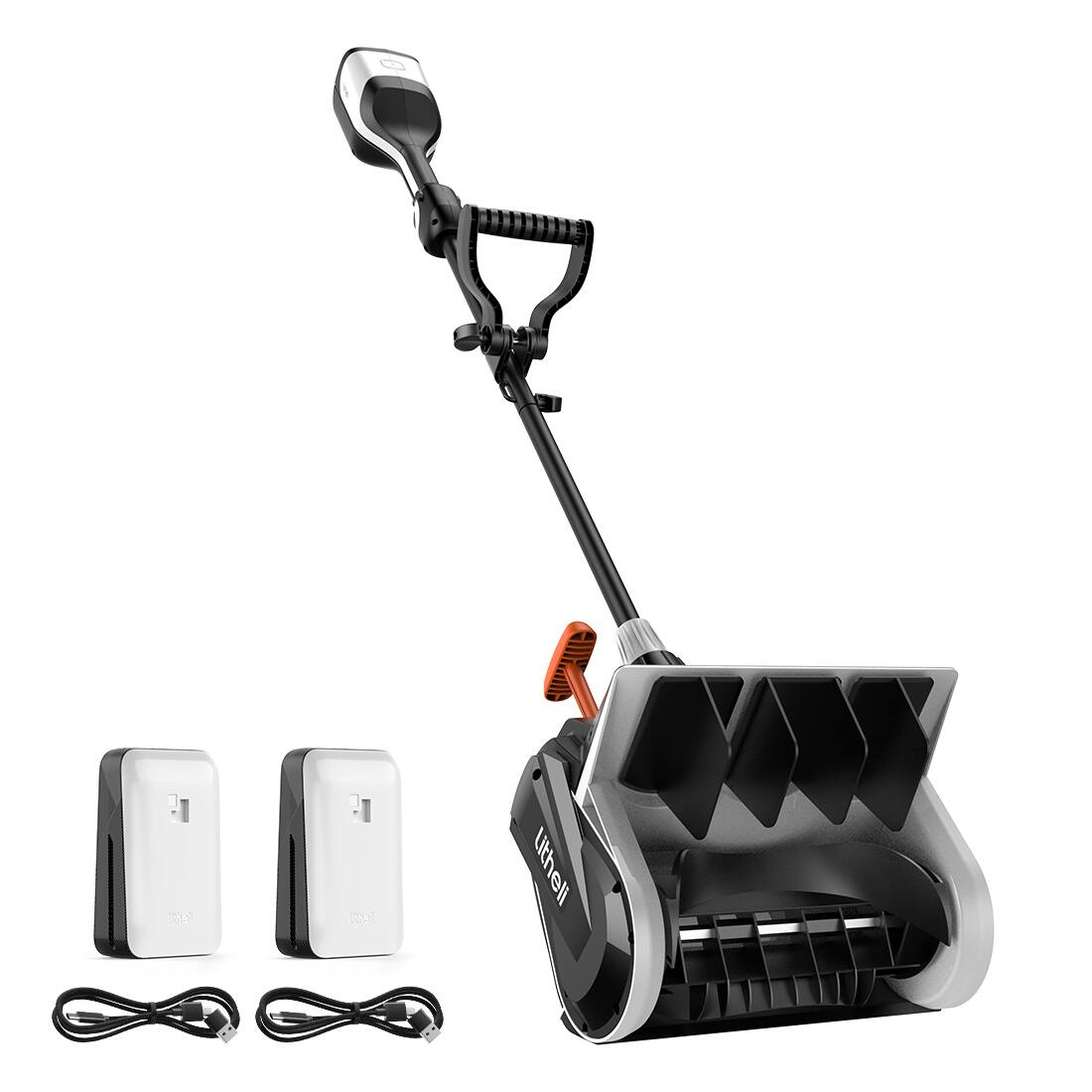 Front. Litheli - Cordless Brushless Snow Shovel, 40V(2x20V) 13-Inch Battery Powered Snow Blower, Electric Snow Thrower with Direc - BLACK AND WHITE.