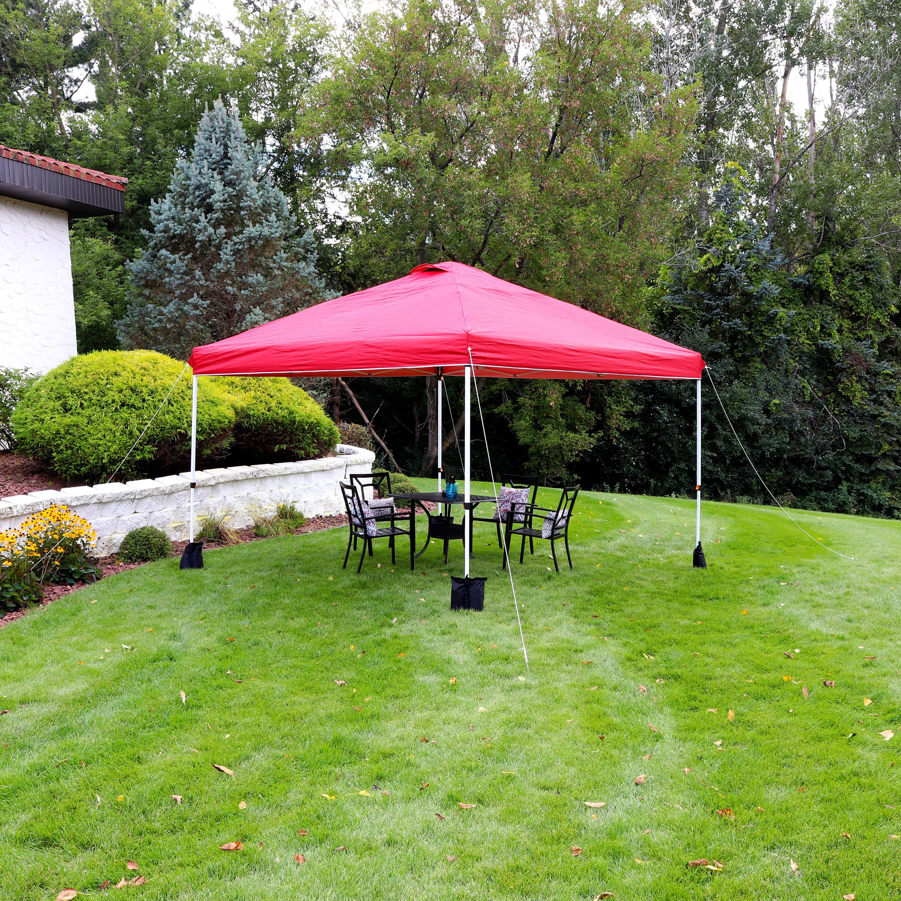 Alt View 4. Sunnydaze - Premium Pop-Up Canopy with Sandbags - 12 ft x 12 ft - Red.